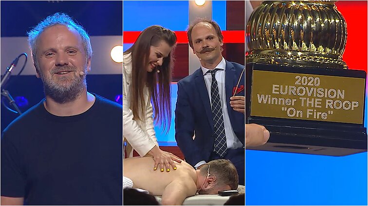 „Vakarėja“ su Martynu Starkumi. Dainuojantis Giedrius Savickas, Jurgos Šeduikytės masažas ir nugalėtojų taurė „The Roop“