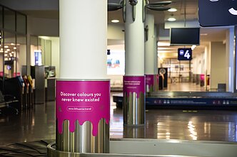 Šaltibarščiai welcoming travelers at Vilnius Airport Šaltibarščiai welcoming travelers at Vilnius Airport