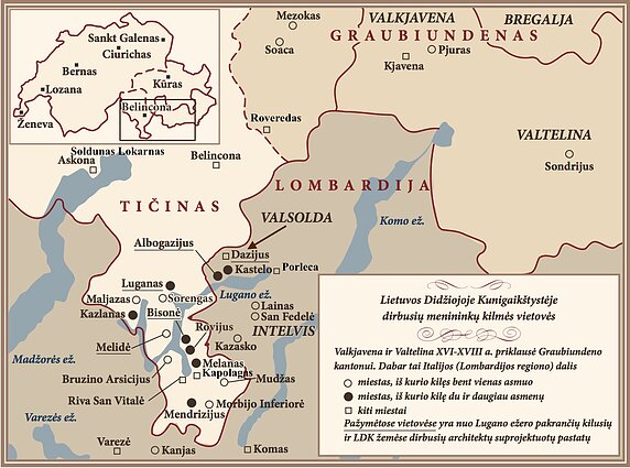 LDK žemėse dirbusių menininkų kilmės vietos