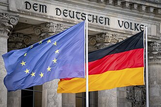 The flags of Germany and the EU The flags of Germany and the EU