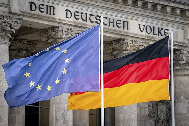 The flags of Germany and the EU The flags of Germany and the EU