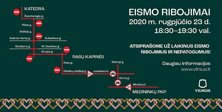 „Laisvės kelio“ renginio metu sostinėje bus laikini eismo ribojimai