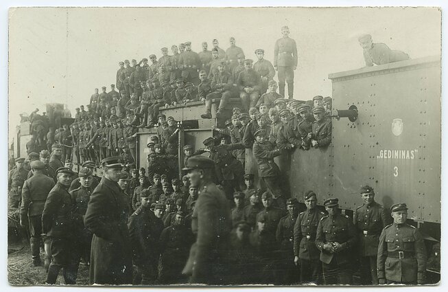 Lithuanian armoured train Gediminas 3 and Lithuanian soldiers