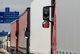 Trucks on Lithuania's border with Belarus (associative image)