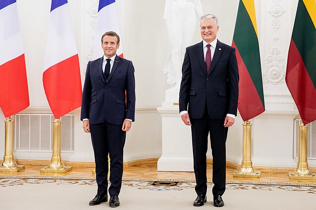 Į Lietuvą atvykęs Prancūzijos prezidentas Emannuelis Macronas susitiko su Gitanu Nausėda