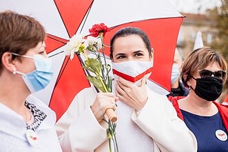 Vilniuje surengtas solidarumo žygis paremti baltaruses. Sviatlana Cichanouskaja