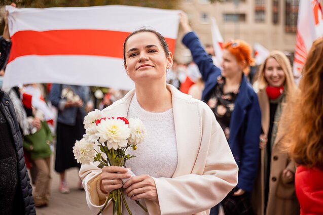 Vilniuje surengtas solidarumo žygis paremti baltaruses. Sviatlana Cichanouskaja