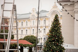 Kalėdinės dekoracijos Vilniaus Rotušės aikštėje