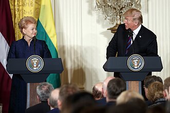Lithuania's former President Dalia Grybauskaitė with Donald Trump during the 2018 visit in Washington