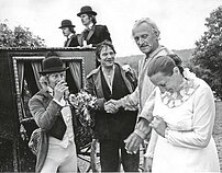 Filmas „Velnio nuotaka“. Pinčiukas (Gediminas Girdvainis), Raupys (Bronius Babkauskas), Baltaragis (Vasilijus Simčičius)
