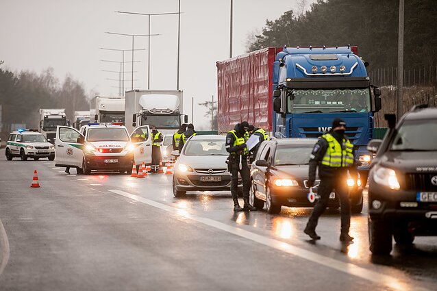 Policijos patikra kelyje A1, karantinas