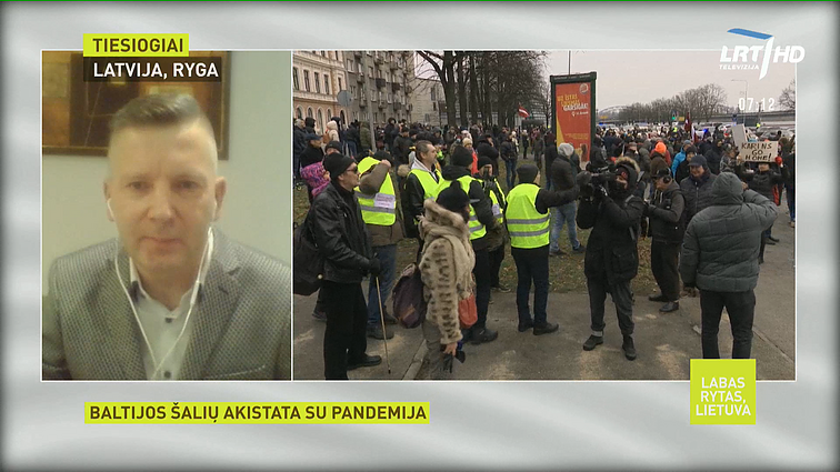 Labas rytas, Lietuva I d. COVID-19 Baltijos šalyse: Latvijoje – piketai prieš ribojimus ir užsikrėtusių rekordas, Estijoje – „normalaus gyvenimo oazė“