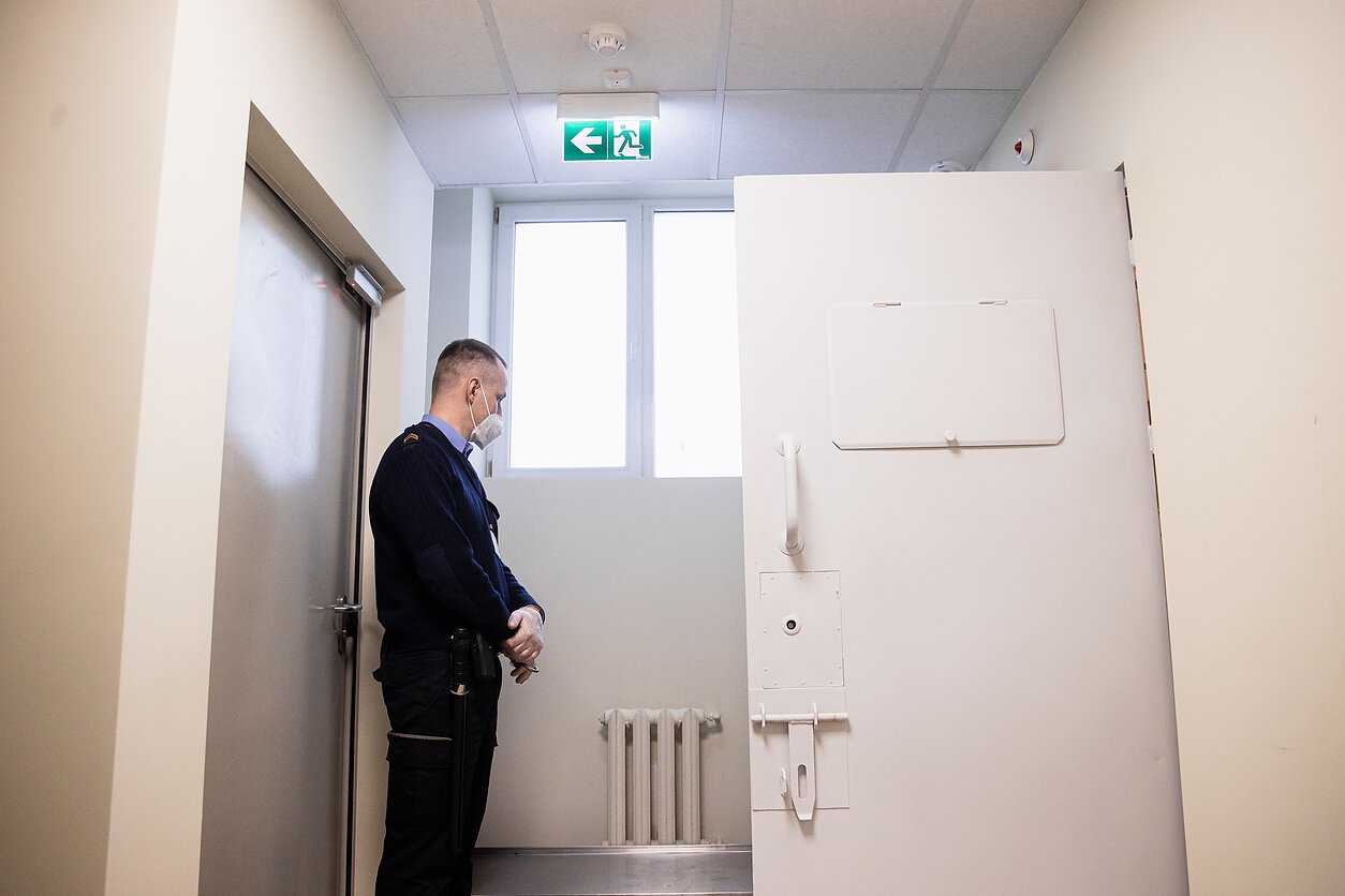 A cell for inmates infected with the coronavirus.