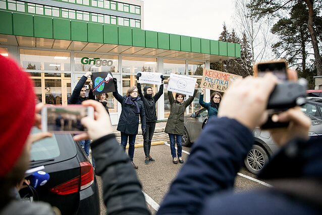 A demonstration outside Grigeo officers in Vilnius after the pollution scandal. A demonstration outside Grigeo officers in Vilnius after the pollution scandal.