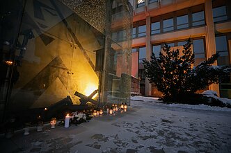 Preserved barricades outside of the Lithuanian parliament, Seimas.