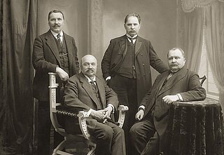 The Vileišis brothers: Jonas Vileišis, Petras Vileišis (seated left), Antanas Vileišis, and Anūpras Vileišis, 1904