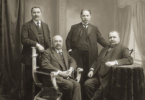 The Vileišis brothers: Jonas Vileišis, Petras Vileišis (seated left), Antanas Vileišis, and Anūpras Vileišis, 1904