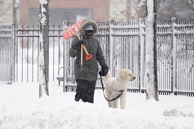 Žinios. JAV kamuoja galinga sniego audra – Niujorke stabdomas eismas, sutriko vakcinavimas