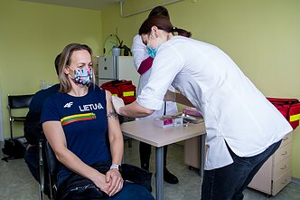 Cyclist Simona Krupeckaitė getting vaccinated Cyclist Simona Krupeckaitė getting vaccinated
