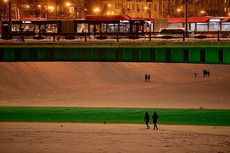 People walking on ice in Vilnius