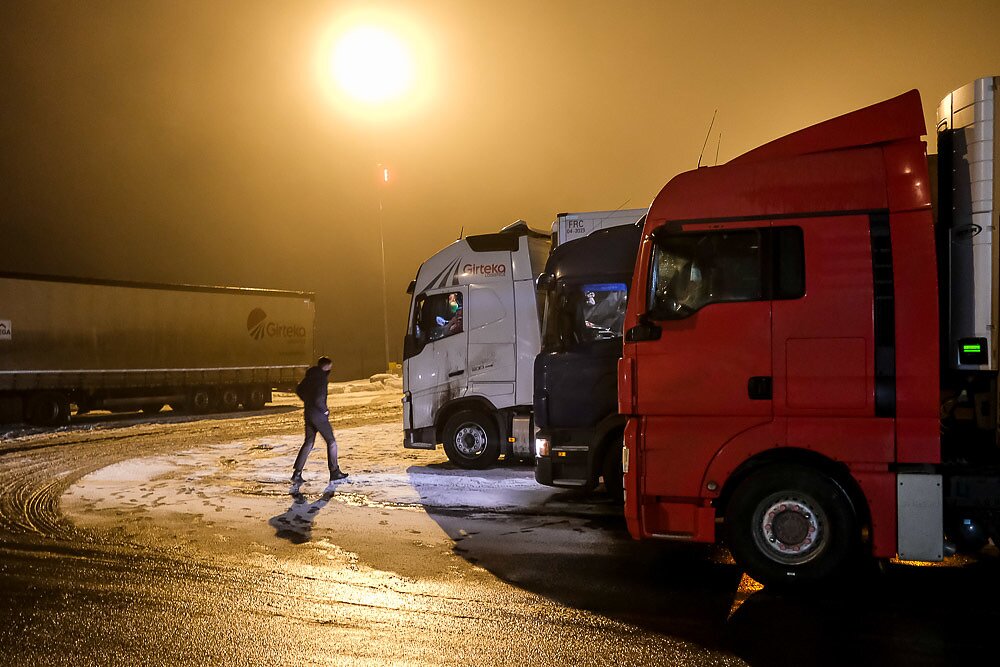 Lietuvos ir Baltarusijos pasienyje laukiantys sunkvežimiai