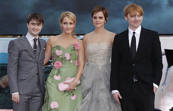 Danielis Radcliffe`as, J. K. Rowling, Emma Watson, Rupertas Grintas