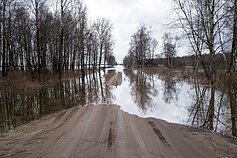 A flooded road on the way to Sausgalviai village. A flooded road on the way to Sausgalviai village.