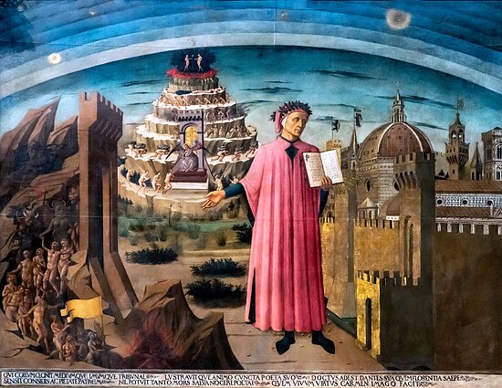 Domenico di Michelino (1417–1491), „Dantė aiškina „Dieviškąją komediją“. Florencijos katedros freska