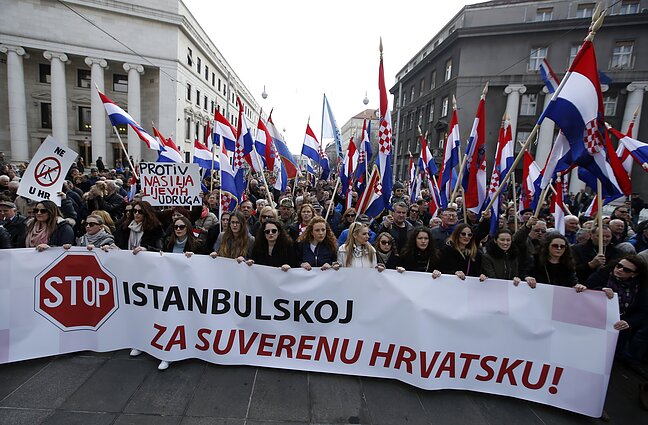 Protestai prieš Stambulo konvenciją Kroatijoje. 2018 metai.