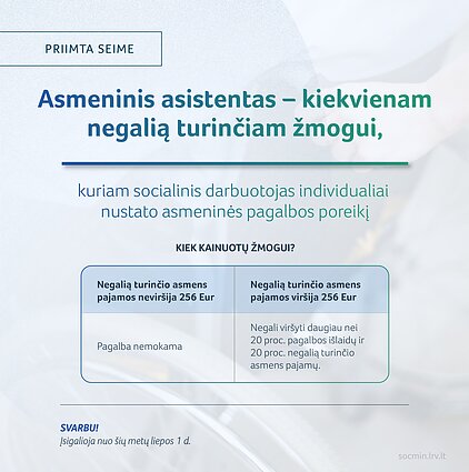 Įteisino asmeninio asistento paslaugą