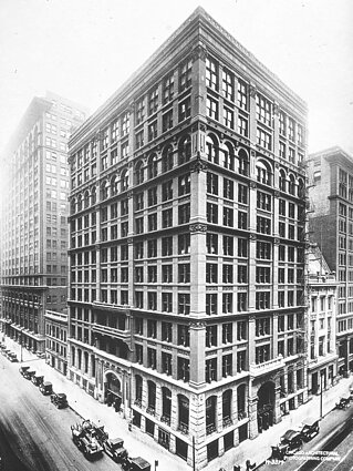 Exterior of the Home Insurance Building by architect William Le Baron Jenney in Chicago, US.