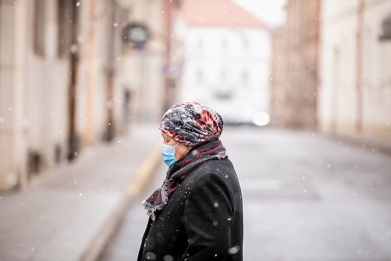 A woman with a facemask in Vilnius A woman with a facemask in Vilnius