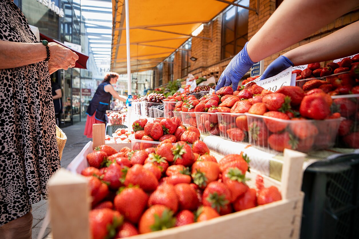 Strawberries in a market