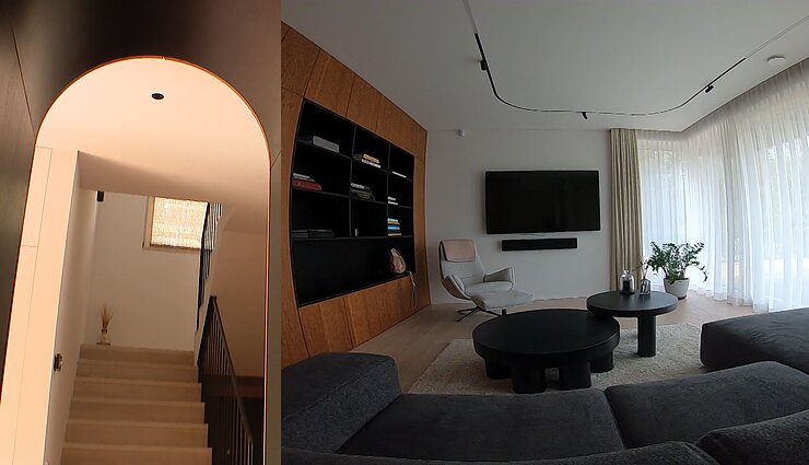 Įrengė išskirtinius namus su vientisu interjeru: medienos ir užapvalinimų motyvai lydi kiekvienoje erdvėje