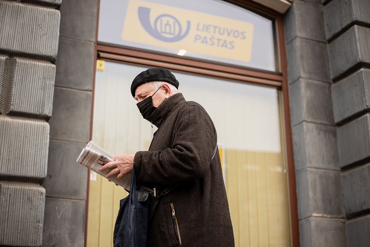 A man with a facemask in Vilnius A man with a facemask in Vilnius