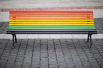 Laisvės partijos frakcijos dovana Vilniui – vaivorykštės spalvų suoliukas Laisvės partijos frakcijos dovana Vilniui – vaivorykštės spalvų suoliukas