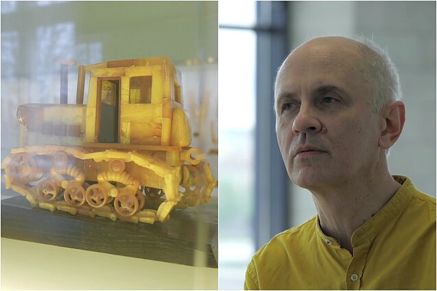 „30 kūrinių, 30 kūrėjų, 30 savaičių“. Nakas apie Sirutavičiaus gintarinį traktorių: simpatiškas svetimkūnis dailioje ekspozicijoje