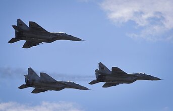 Baltarusijos kariniai naikintuvai „MiG-29“. Asociatyvi nuotr.