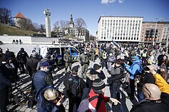 The protestors were later moved to Freedom Square, which is larger and makes it possible to comply with the restrictions on group gathering.