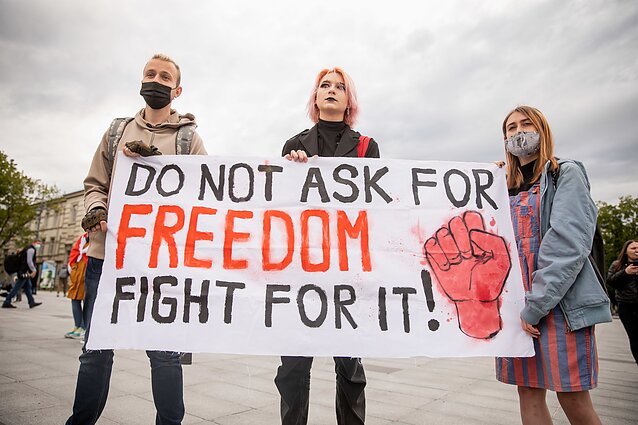 Rally in Vilnius in solidarity with Belarus opposition.