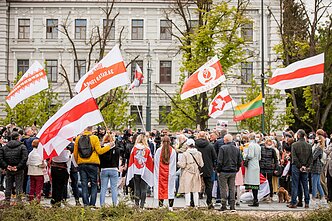 Rally in Vilnius in solidarity with Belarus opposition.