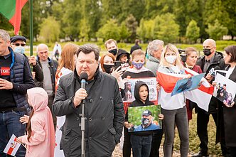 Rally in Vilnius in solidarity with Belarus opposition.