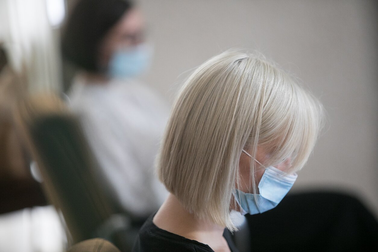 A woman with a facemask A woman with a facemask