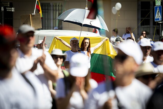 People protesting outside of the presidential palace.