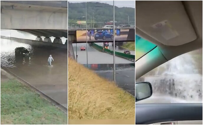 Ne tik upės ar baseinai, bet ir kriokliai: sostinę užklupus liūčiai, dalis gatvių tapo nepravažiuojamos