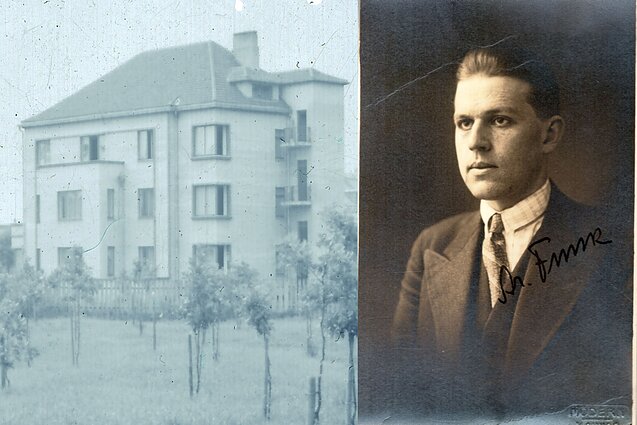 Adelės ir Pauliaus Galaunių namas ir Arnas Funkas (apie 1930 m.) 