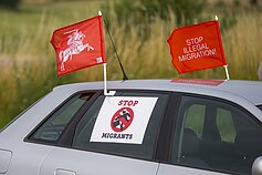Anti-migrant rally by the Lithuanian-Belarusian border