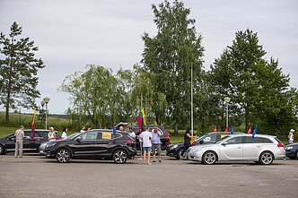 Anti-migrant rally by the Lithuanian-Belarusian border