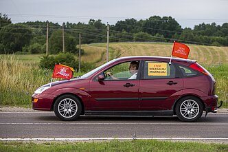 Anti-migrant rally by the Lithuanian-Belarusian border