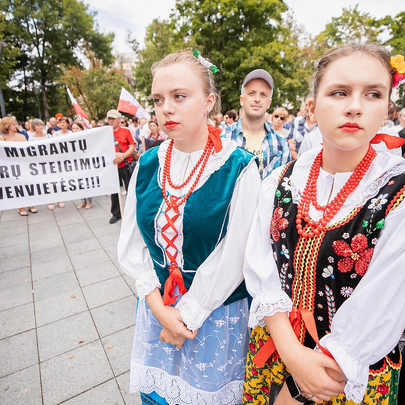 D. Umbraso  / LRT nuotr., Mitingas prie Vyriausybės prieš migrantų apgyvendinimą